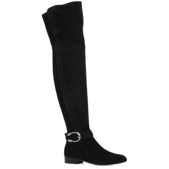 Gucci Dionysus Nero Suede Over-The-Knee Boots - Picture 1 of 13